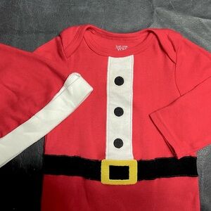 Carter's Festive Santa Christmas One Piece Red, Black, and White with Hat Sz 9M
